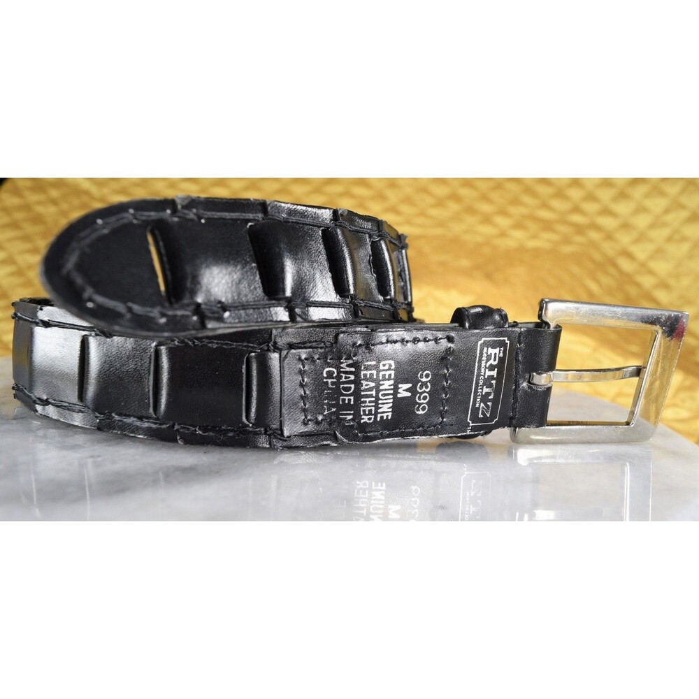 The Ritz Accessories Collection Size M Black Leather Fully Adjustable Belt - Picture 8 of 10